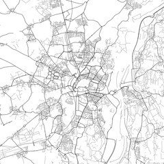 Area map of Strasbourg France with white background and black roads