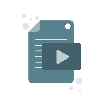 A video clip with paper sheet, play icon. Vector icons