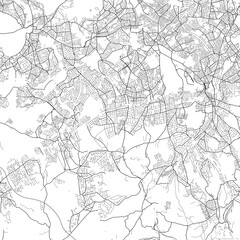 Fototapeta na wymiar Area map of Sutton United Kingdom with white background and black roads