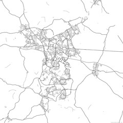 Area map of Telford United Kingdom with white background and black roads