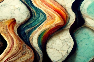Colorful wavy marble stone like liquid