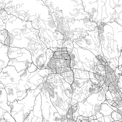 Area map of Terrassa Spain with white background and black roads