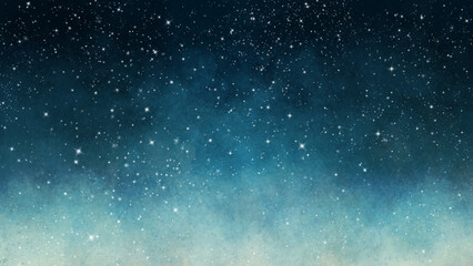 手描きの水彩の星空、キラキラ背景