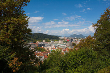 The city of Ljubljana in central Slovenia viewed from Castle Hill
