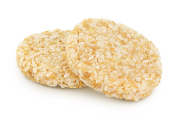 coconut cookies with white flax seeds and honey isolated on white background with full depth of field. Healthy food