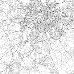 Fototapeta premium Area map of Uccle Belgium with white background and black roads