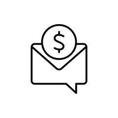 Commision, envelope, money line icon. Simple element illustration. Commision, envelope, money concept outline symbol design.