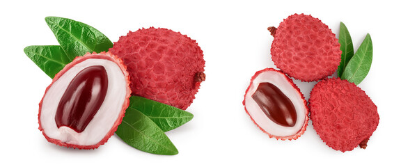 lychee fruit isolated on white background with full depth of field