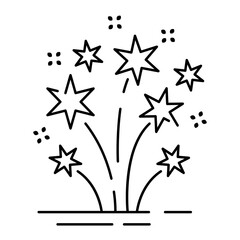 Fireworks line icon, outline vector sign, linear pictogram isolated on white. logo illustration. New year, christmas and celebration carnival. Happy new year