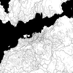 Area map of Vigo Spain with white background and black roads