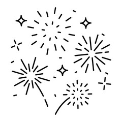 Obraz premium Fireworks line icon, outline vector sign, linear pictogram isolated on white. logo illustration. New year, christmas and celebration carnival. Happy new year