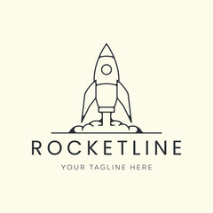 rocket line art logo vector template illustration design