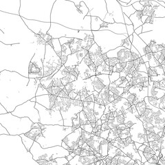 Fototapeta na wymiar Area map of Wolverhampton United Kingdom with white background and black roads