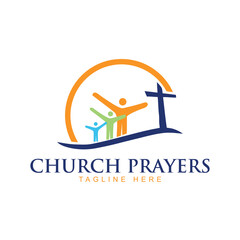 Prayer Church Cross Logo Template