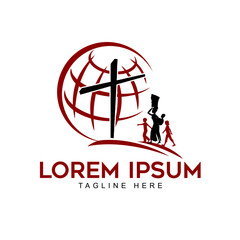 Global Prayer on the Church Cross Logo Template