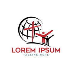 Global Prayer on the Church Cross Logo Vector