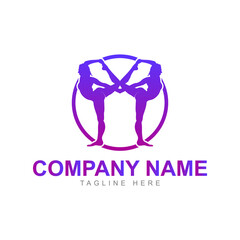 Two Girls Yoga Logo Vector Template 