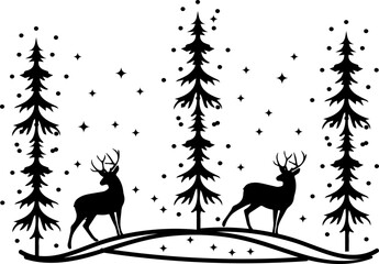 Christmas forest deer design