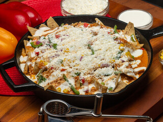 mexican food chilaquiles with cheese