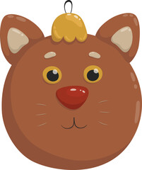 Christmas tree toys cat, flat illustration png
