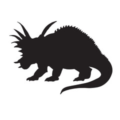 Dinosaur silhouette. Dinosaurs and Jurassic dino monsters icons. Vector silhouette of triceratops or T-rex, brontosaurus and stegosaurus, ceratosaurus and parasaurolophus reptile