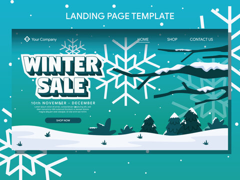 winter sale landig page and banner design template