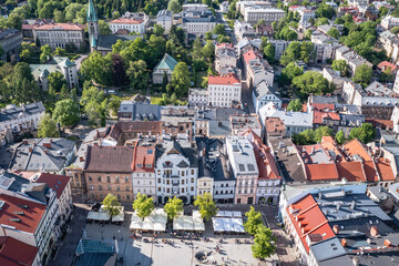 Drone photo of Old Town Market Square in Bielsko-Biala, Poland