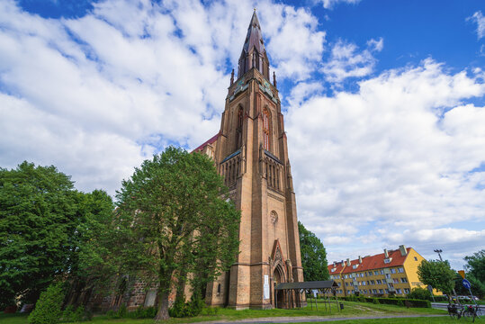 Chojna, Poland - July 13, 2017: Exterior of Saint Mary Church in Chojna, Poland