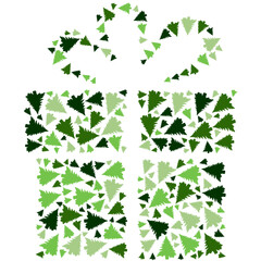 Fototapeta premium Green Christmas tree on gift box illustration transparent PNG digital image 