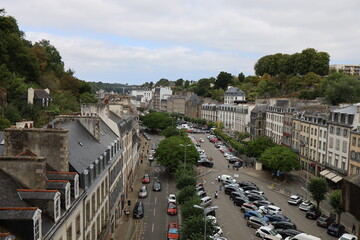 Vue d'ensemble de la ville, ville de Morlaix, département du finistère, Bretagne, France