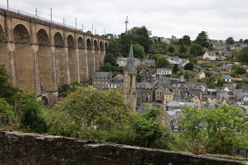 Vue d'ensemble de la ville, ville de Morlaix, département du finistère, Bretagne, France