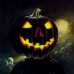 Naklejka premium Scary Halloween characters with horror faces