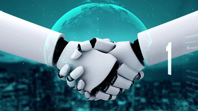 Futuristic robot artificial intelligence huminoid AI programming coding technology development and machine learning concept. Robotic bionic science research for future of human life. 3D rendering.