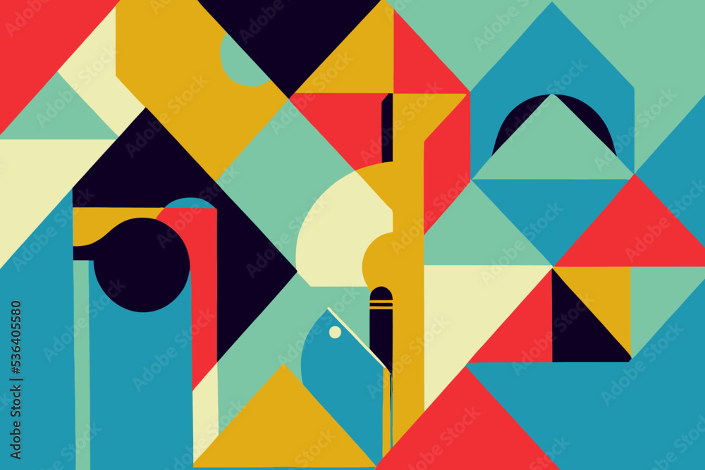 Wall mural Illustration of vibrant colorful graphic shapes for wallpapers