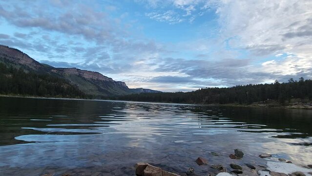 Time-lapse of clouds rolling above Haviland Lake at San Juan National Forest in Durango, Colorado