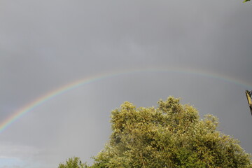 rainbow in the village. country