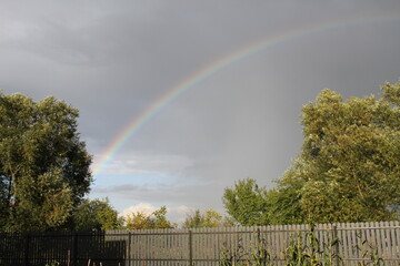 rainbow in the village. country