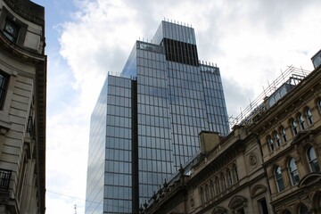 Beautiful view of 103 Colmore Row skyscraper in Birmingham, England. - obrazy, fototapety, plakaty