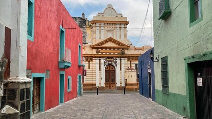 Old ex-Convent and colorful buildings of Mexico