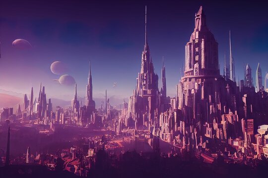 Digital Artwork Of A Futuristic Cityscape