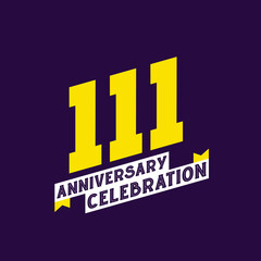 111th Anniversary Celebration vector design, 111 years anniversary - obrazy, fototapety, plakaty