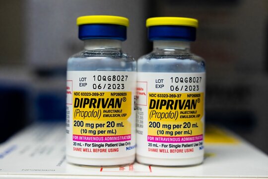 View of two bottles of Diprivan 200mg placed over the boxes