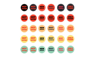 Realistic price tags collection. Special offer or shopping discount label. Retail paper sticker. Promotional sale badge. Vector illustration.