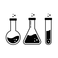 Laboratory equipment icons set. Vector illustration test tube symbol on white background.