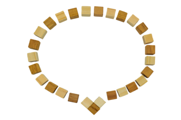 下から吹き出しているウッドキューブの会話の吹き出し