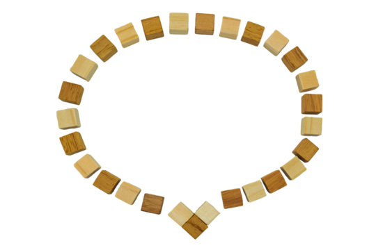 下から吹き出しているウッドキューブの会話の吹き出し