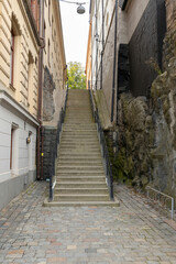 Fototapeta na wymiar stairs between buildings in Stockholm