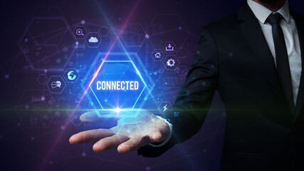 Man hand holding social inscription