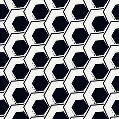 Obraz premium Paint brush hexagons. Hand drawn honeycombs background. Hexahedrons wallpaper. Hives motif. Geometric backdrop. Ethnic digital paper. Web designing. Textile print. Seamless pattern.