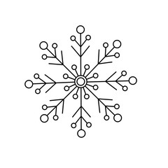 Snowflake Christmas simple doodle linear hand drawn vector illustration, winter holidays New Year elements for seasons greetings cards, invitations, banner, poster, stickers